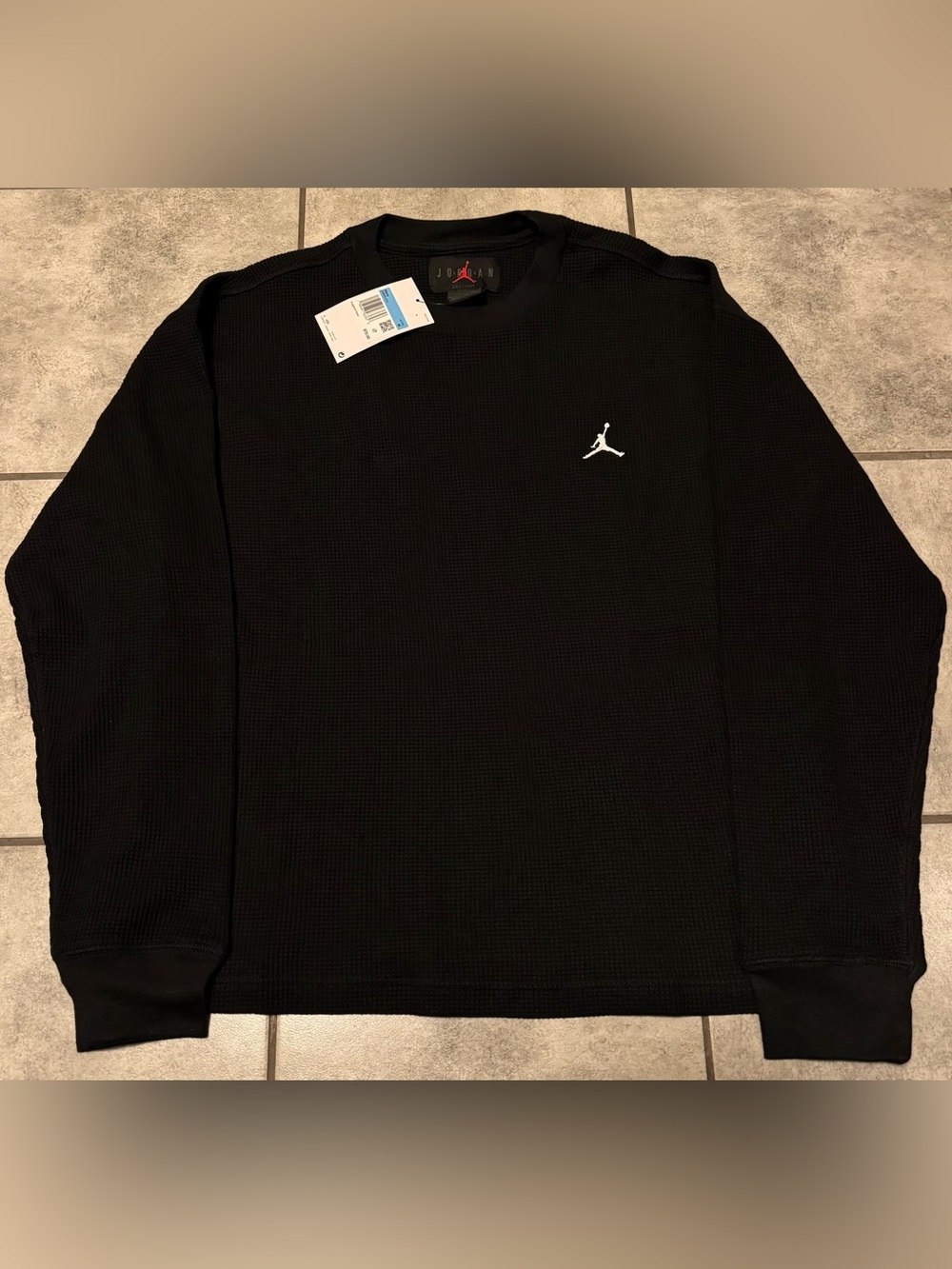Jordan Flight Mountainside Black Long Sleeve Waffle Knit Top men’s Size Medium